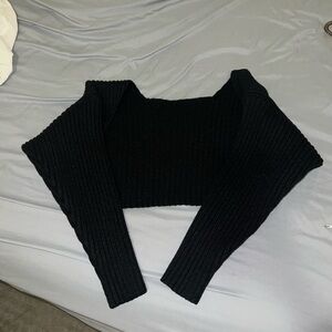 Black Ribbed Knit Sweater